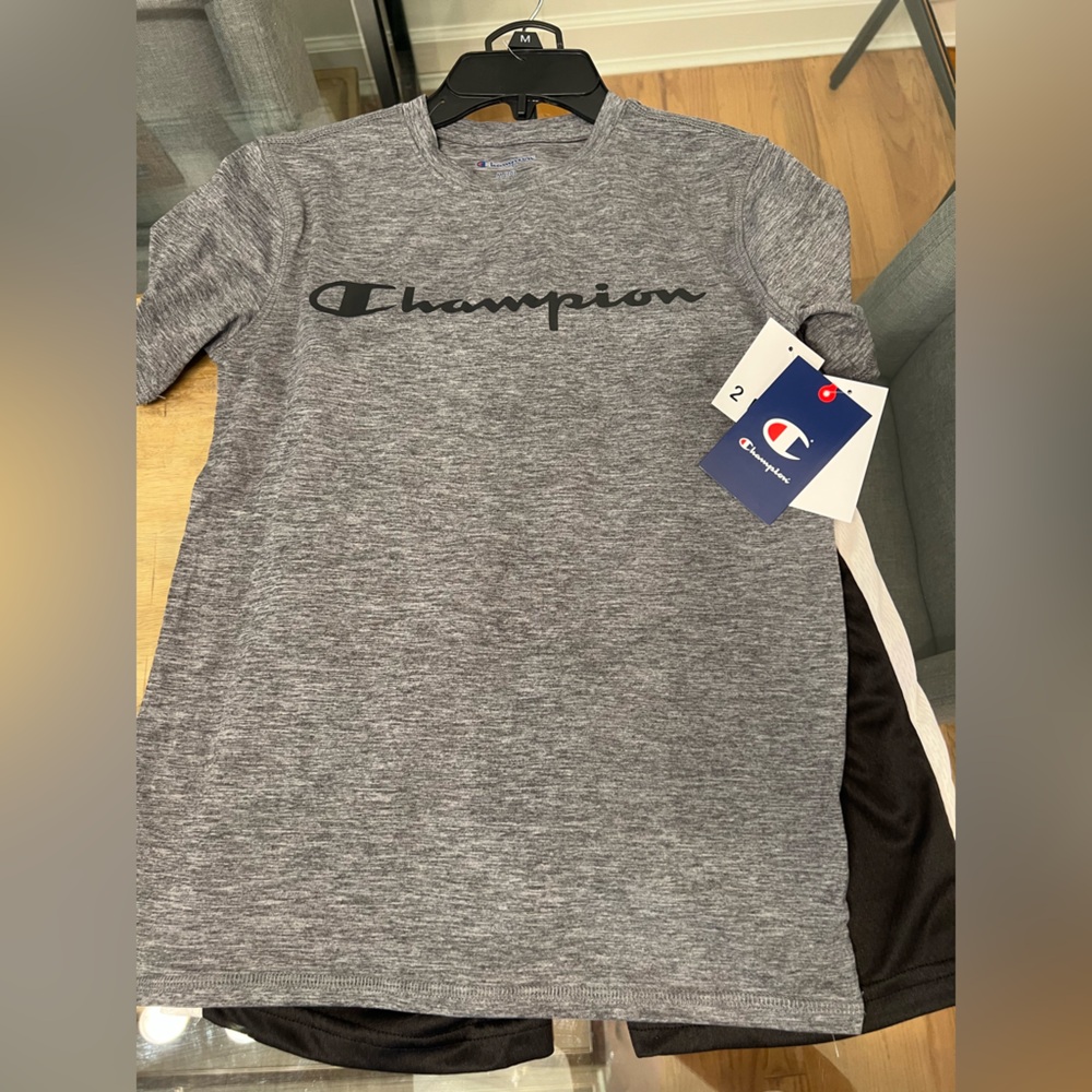 Champion Heather Gray Short Sleeve Tee & shorts set outfit